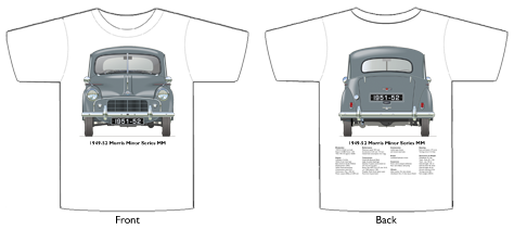 Morris Minor Series MM 1951-52 T-shirt Front & Back